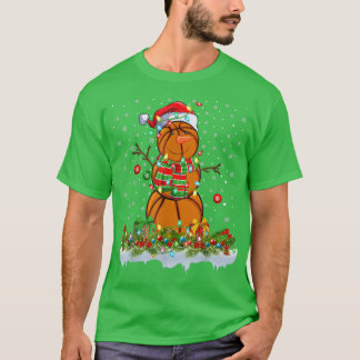 Camiseta Noche de snowman sobre baloncesto divertido y luz 