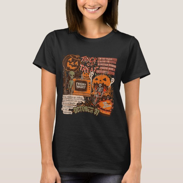 Camiseta Noche de Terror Halloween Esqueletos Alienígenas C (Anverso)