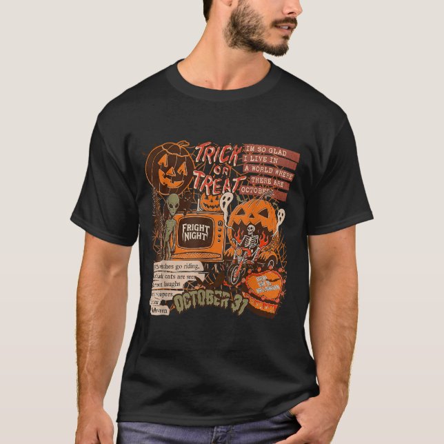 Camiseta Noche de Terror Halloween Esqueletos Alienígenas C (Anverso)