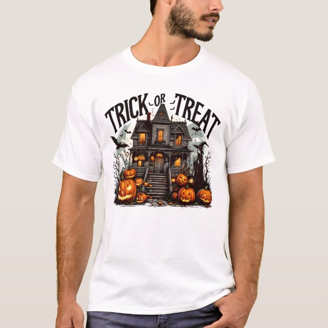 Camiseta Noche de truco o truco de Halloween espeluznante (Anverso)