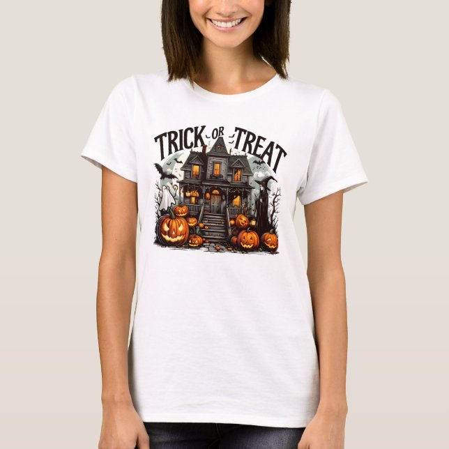 Camiseta Noche de truco o truco de Halloween espeluznante (Anverso)