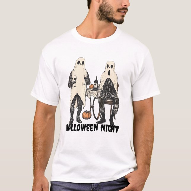 Camiseta Noche de vino fantasma de caballeros (Anverso)