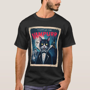 Camiseta Noche Del Humor Oscuro Del Gato Negro De Vampurr H