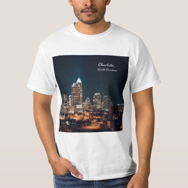 Camiseta Noche del Skyline City de Charlotte Carolina del N (Anverso)