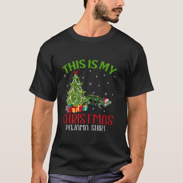 Camiseta Noche divertida Santa Luces Esta Es Mi Iguana Navi (Anverso)