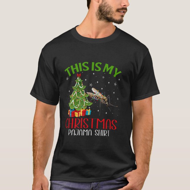 Camiseta Noche divertida Santa Luces Este Es Mi Mosquito Ch (Anverso)