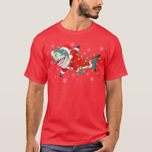 Camiseta Noche divertida sobre tiburones enciende a Navidad