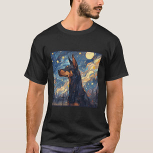 Camiseta Noche Doberman Starry Para Papá Perro Mamá Perro