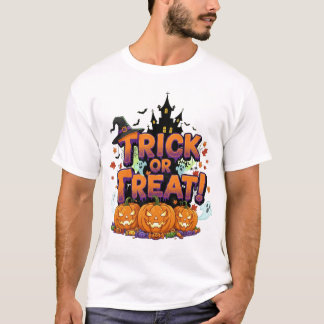 Camiseta Noche Espeluznante Castillo de Luna Llena con Somb
