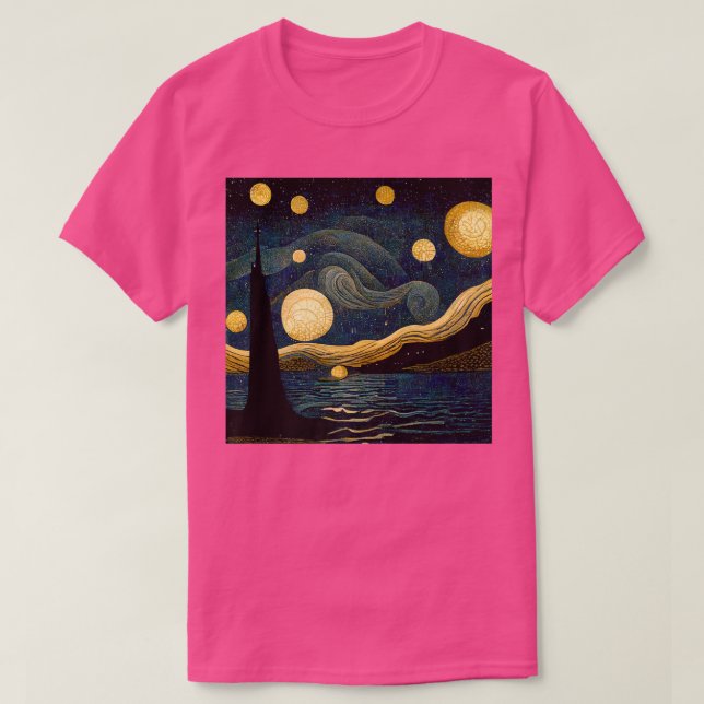 Camiseta Noche estrellada Art Deco Vincent van Gogh Art Pre (Diseño del anverso)