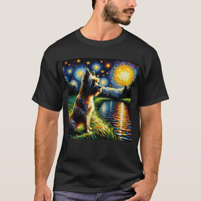 Camiseta Noche estrellada Cairn Terrier Dog Van Gogh Lover (Anverso)