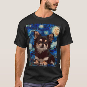 Camiseta Noche estrellada Chubby Chihuahua Perro Pintando P