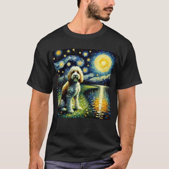 Camiseta Noche estrellada Cockapoo Perro Van Gogh Lover (Anverso)