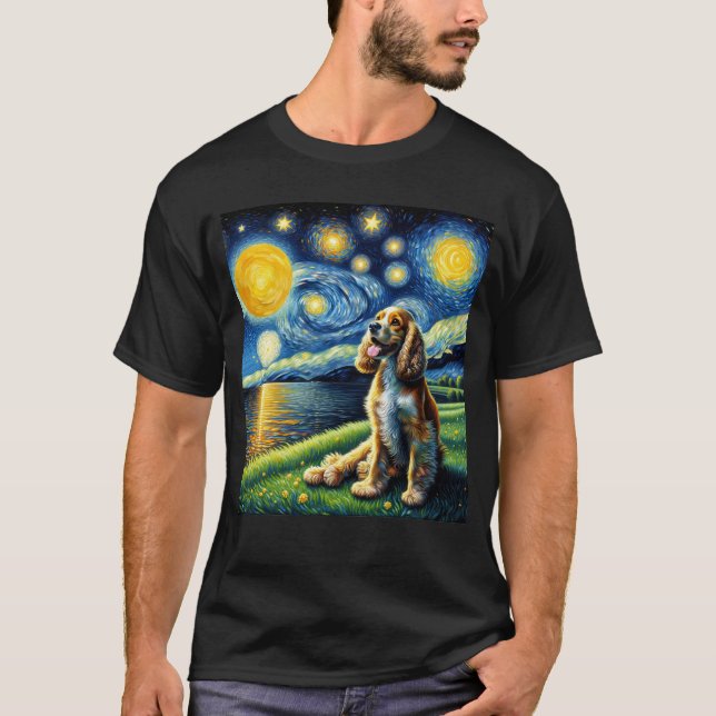 Camiseta Noche estrellada Cocker inglés Spaniel Dog Van Gog (Anverso)
