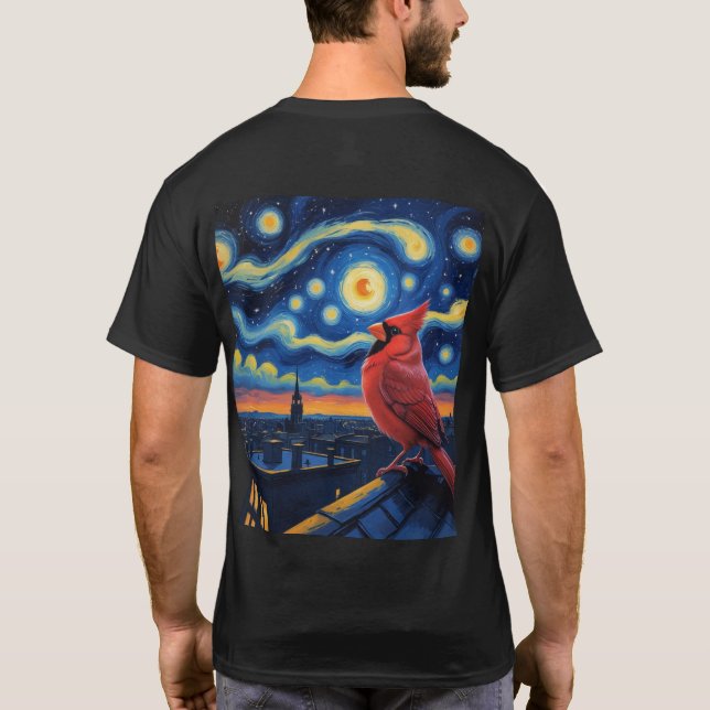 Camiseta Noche estrellada con cardenal del norte (Reverso)