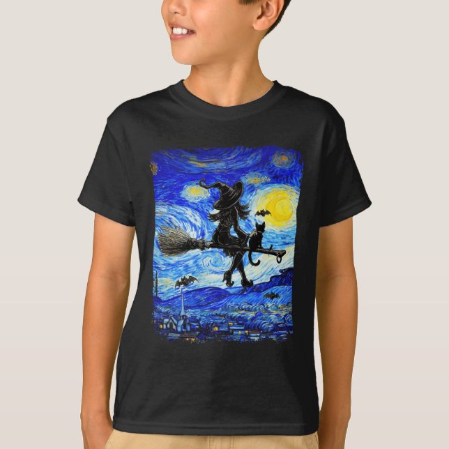 Camiseta Noche estrellada de Brujas Halloween Van Gogh Aest (Anverso)