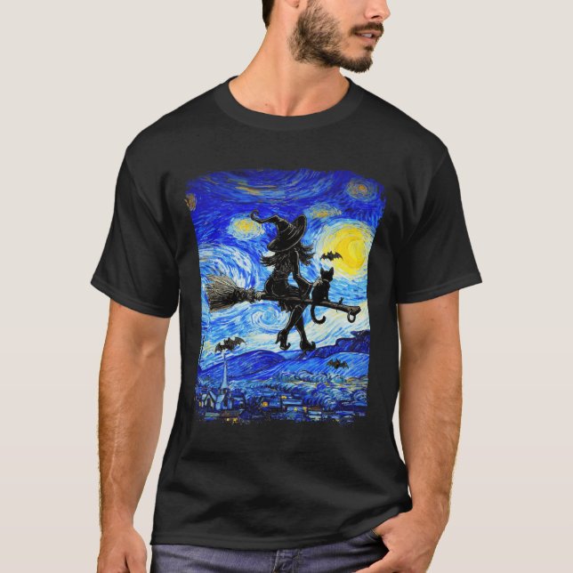 Camiseta Noche estrellada de Brujas Halloween Van Gogh Aest (Anverso)