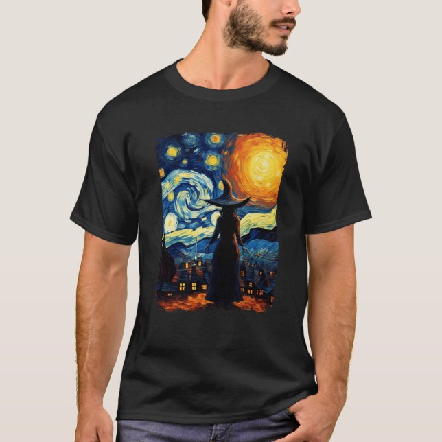 Camiseta Noche estrellada de Brujas Halloween Van Gogh Aest (Anverso)
