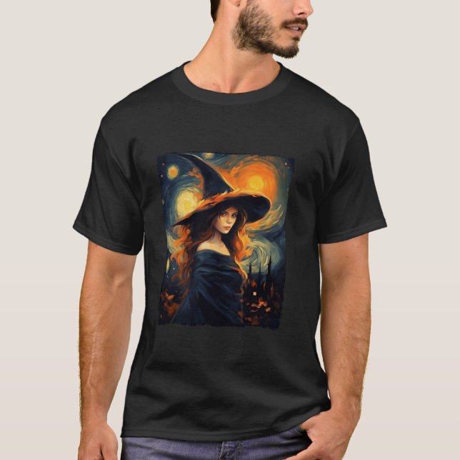 Camiseta Noche estrellada de Brujas Halloween Van Gogh Aest (Anverso)