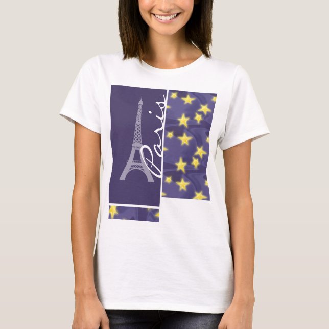 Camiseta Noche estrellada de París; Torre Eiffel (Anverso)