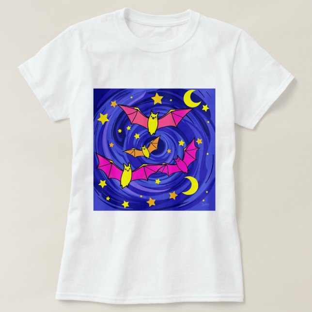 Camiseta Noche estrellada de Personalizado colorido Bat Cut (Diseño del anverso)