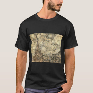 Camiseta noche estrellada de Van Gogh que dibuja el nig