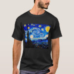 Camiseta Noche estrellada De Vincent Van Gogh<br><div class="desc">Vincent Van Gogh La Noche Estelar. Esta es una antigua obra maestra del pintor holandés Vincent Van Gogh. Esta bonita pintura del paisaje artístico tiene un color bonito,  vibrante y saturado. Vincent Van Gogh fue un pintor impresionista de post holandés. Esta imagen es de dominio público</div>