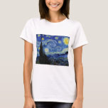 Camiseta Noche estrellada de Vincent Van Gogh<br><div class="desc">Noche estrellada de Vincent Van Gogh pintura maestra arte bello impresionismo pintura vibrante color bello paisaje de calidad paisaje arte post decoración</div>