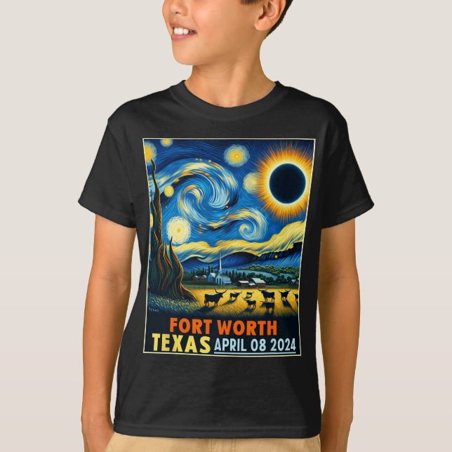 Camiseta Noche estrellada del eclipse solar total de Texas  (Anverso)