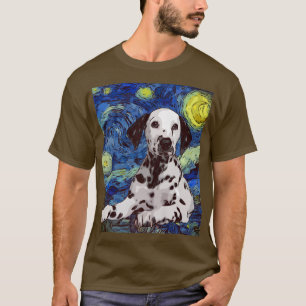 Camiseta Noche estrellada Dotada De Perro Dalmatiano Pintan