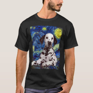 Camiseta Noche estrellada Dotada Perro Dalmatiano Pintando 