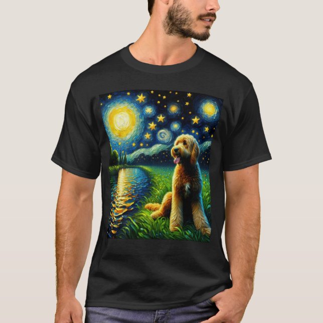 Camiseta Noche estrellada Goldendoodle Perro Van Gogh Lover (Anverso)