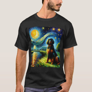 Camiseta Noche estrellada Gordon Setter Dog Van Gogh Lover