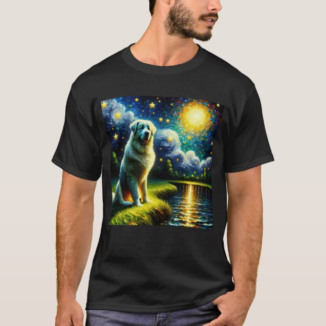 Camiseta Noche estrellada Gran Pirineo Perro Van Gogh Lover (Anverso)