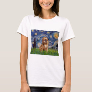 Camiseta Noche estrellada - Griffon de Bruselas marrón