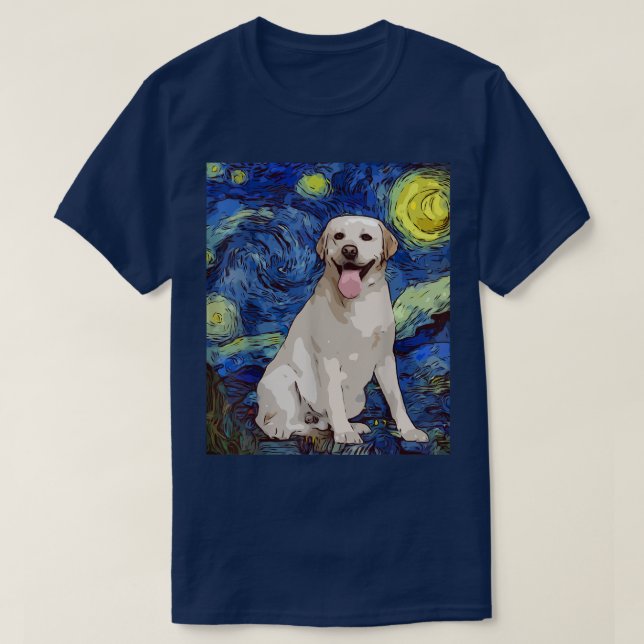 Camiseta Noche estrellada Labrador Blanco Perro Pintar Perr (Diseño del anverso)