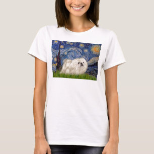 Camiseta Noche estrellada - Pekingés blanco 4