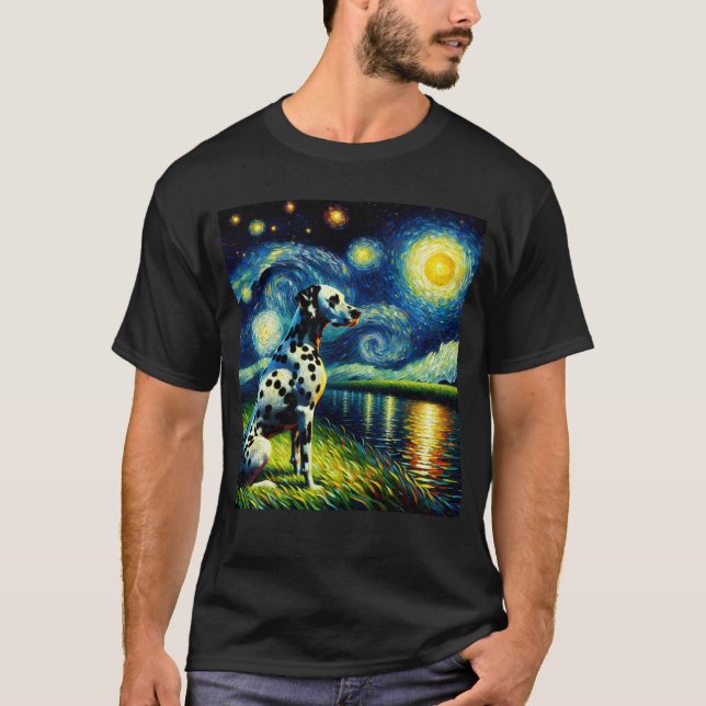 Camiseta Noche estrellada Perro Dalmatiano Van Gogh Lover (Anverso)