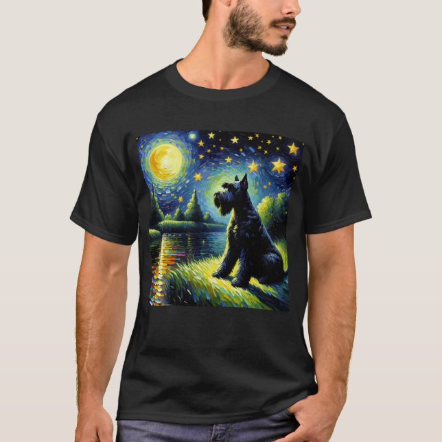 Camiseta Noche estrellada: Perro del terror ruso negro Van  (Anverso)