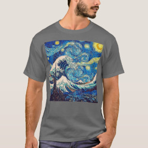 Camiseta Noche estrellada se encuentra con la Gran Ola