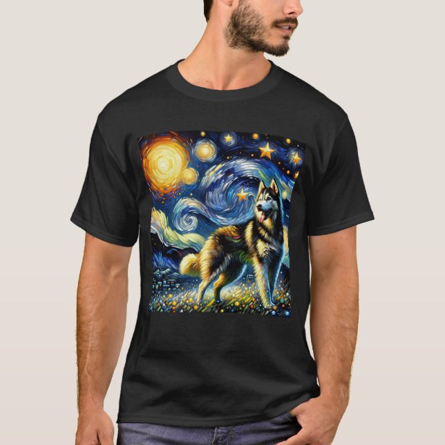 Camiseta Noche estrellada Siberian Husky Dog Van Gogh Lover (Anverso)