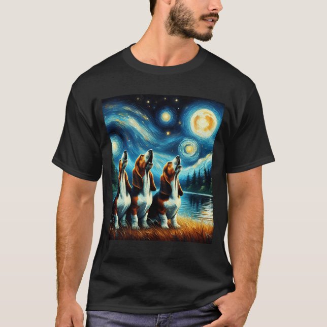 Camiseta Noche estrellada tres demonios en la luna (Anverso)