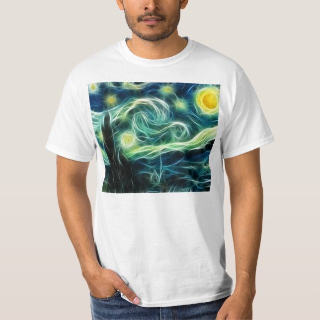 Camiseta Noche estrellada Van Gogh Arte Fractal (Anverso)