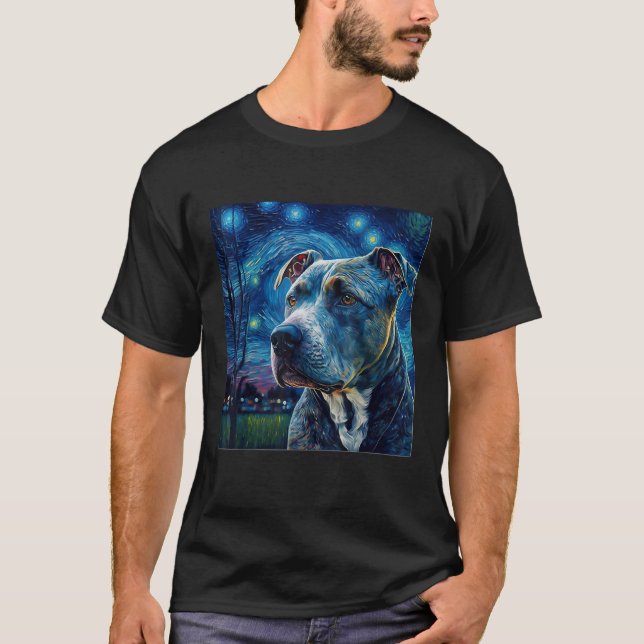 Camiseta Noche estrellada Vincent Van Gogh Pintando Perro P (Anverso)