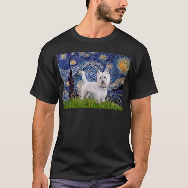 Camiseta Noche estrellada - Westie 10 (L) (Anverso)