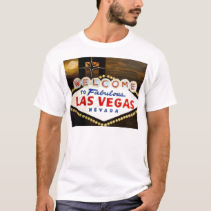 Camiseta Noche famosa del Rótulo de Las Vegas - luna sobre