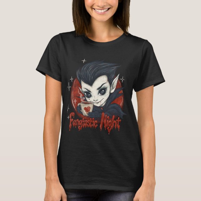Camiseta ¡Noche Fangtáltica! Un vampiro lindo (Anverso)