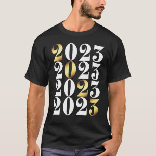 Camiseta Noche feliz de celebración de Año Nuevo con fuegos