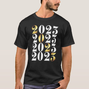 Camiseta Noche feliz de celebración de Año Nuevo con fuegos
