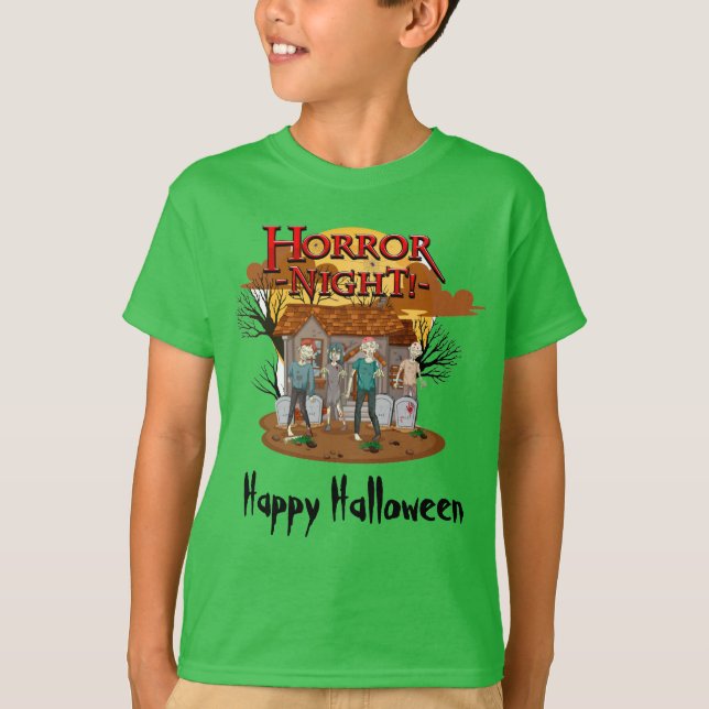 Camiseta Noche Feliz de Halloween de Terror (Anverso)